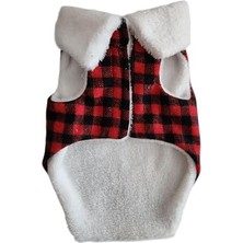 Get Store Kedi Köpek Kıyafeti Kırmızı Kareli Yelek Mont (Medium)