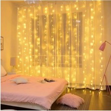 Get Store Zauss Kumandalı 8 Ayrı Moda Sahip 3MX3M (300 cm x 300 Cm) Perde LED 10 Saçaklı Gün Işığı
