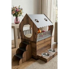 Get Store Dekoratif Teraslı Kedi Evi ve  Kabı Seti
