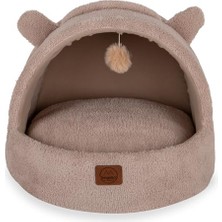 Get Store Jungolica Tom Kedi Yatağı Bej 40X50 Cm, Üstü Kapalı Tasarım, Çıkarılabilir Çift Taraflı Minder, Ultra Yumuşak Peluş, Nefes Alabilen Kumaş, Kaydırmaz Taban, Konforlu Kedi Evi