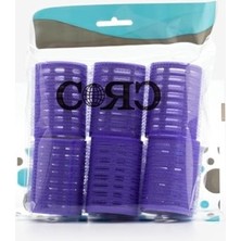 Aesco 6'lı Büyük Boy Cırtlı Bigudi Seti - Mor, 4.5 cm Çap