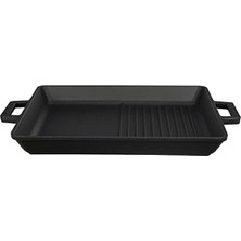 Aesco Metal Döküm Izgara Tava, 26X32 cm Boyutunda ve Siyah Renk