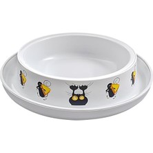 Aesco 210 ml Kapasiteye Sahip Kedi Mama Kabı, Şık Kedi ve Fare Desenli Tasarım