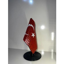 3D Hareketli Türk Bayrağı - Esnek Zincir Dokulu Masaüstü Stand