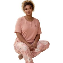 Bipamuk Bellamora Tasarım  Büyük Beden Kadın Kısa Kol Pijama Takımı Penye Modal Yumuşak Dokulu 3xl–6xl