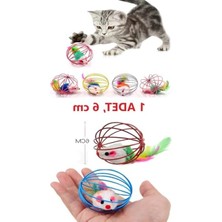 Aesco Renkli Fareli Kedi ve Köpek Oyun Topu - 6 cm