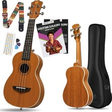 Aesco Profesyonel Maun Ağacı Ukulele Seti, 23 Inç, Açık Maun Renk
