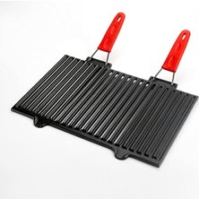 Aesco Döküm Mangal Izgarası, Çift Silikon Kulplu, 40 x 25 cm