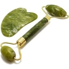 Aesco Doğal Yeşim Taşı Yüz Masaj Seti - Roller ve Gua Sha