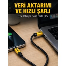 Teknoparkx 3'ü 1 Arada USB Şarj Kablosu 240W Hızlı Şarj ve Veri Aktarım Kablosu - Lisinya