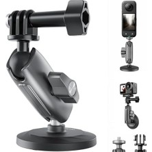 Get Store Manyetik Aksiyon Kamera Tutucu 360° Döner Çift Bilyalı Başlık Metal Montaj Aparatı Güçlü Mıknatıslı Araç Dışı Çekim Vlog Video Kayıt Sabitleyici 1/4 Adaptörlü, CMM-001