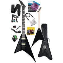 Aesco Yüksek Kalite V Kasa Elektro Gitar Seti - 2x Zebra Humbucker Manyetik