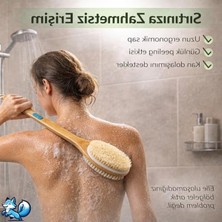 Aesco 2 Taraflı Sırt ve Vücut Temizleme Fırçası, Bambu Saplı