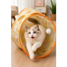 Aesco Katlanabilir Kedi Tüneli, Interaktif Oyun ve Eğlence Için Polyester