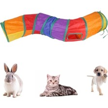 Aesco Katlanabilir Gökkuşağı Renkli Kedi ve Köpek Oyun Tüneli