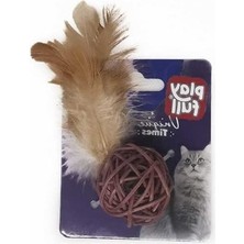 Aesco Tüylü Zilli Top Şeklinde Kedi Oyuncağı, 20 cm