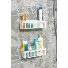 Aesco 6'lı Yapışkanlı Banyo Düzenleyici Seti, Beyaz Renk