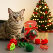Aesco Yılbaşı Temalı 8 Parçalı Kedi Oyuncak Seti, Eğlenceli Oyun Paketleri