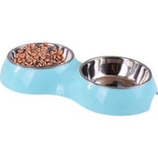 Aesco Çelik 700 ml Mavi Kaymaz Taban Kedi ve Köpek Mama Su Kabı
