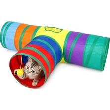 Aesco Katlanabilir T Model Kedi Oyun Tüneli, Dayanıklı Kumaş, 60X80X30 cm