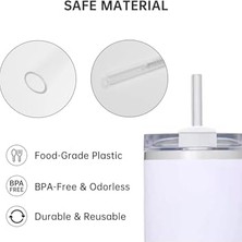 Aesco 1 Adet 40 Oz Tumbler Kapak – Stanley Quencher ile Uyumlu – Sızdırmaz Tasarım, Pipetli Kullanım Için Delikli Kapak + 30 cm Tritan Pipet – Şeffaf Beyaz