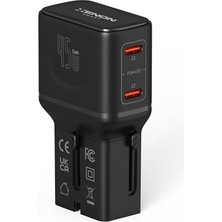 Get Store Xenon Smart Priz Dönüştürücü | 45W Gan Hızlı Şarj 200+ Ülke 2x Usb-C Pd Pps Seyahat Adaptörü X6409