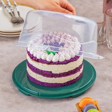 Aesco Kilitli Kapaklı Kek Saklama Kabı, Koyu Yeşil Renk, 25 cm