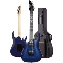 Aesco Yüksek Kaliteli Elektro Gitar - Blue Rosewood Klavye ve Hh Manyetik