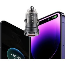 Seraç Transparent 45W Pd/qc Type C ve USB Çıkış Ultra Hızlı Mini Araç Şarj Cihazı L35