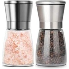 Aesco Cam Gövdeli Tuz Karabiber Değirmeni, 13 Cm, 2 Adet Set
