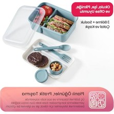 Aesco 3 Bölmeli Sızdırmaz Beslenme Kabı - 920 ml + 40 ml Sosluk