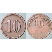 Banknoting Almanya 10 Pfennıg Wert Marke Jeton-Para 1871 - 1948 Arası. Nadir.