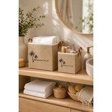 Dathcha S+M 2li Jüt Saklama Kutusu Seti 20X20X20 ve 25X25X25 cm Dolap Içi Raf Düzenleyici Organizer Sepet