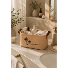 Dathcha Jüt Kumaş Düzenleyici Sepet 30X21X18 cm Açık Ağızlı Organizer Sepeti Raf Dolap Banyo Düzenleyici