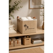 Dathcha Jüt Dolap Düzenleyici Saklama Kutusu 20X20X20 cm Katlanabilir Çok Amaçlı Organizer Sepet