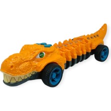 Blueb Timsah Araba - Otomatik Hareketli Sesli Işıklı 32 cm - Turuncu Timsah - 1 Adet