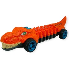 Blueb Timsah Araba - Otomatik Hareketli Sesli Işıklı 32 cm - Koyu Turuncu Timsah - 1 Adet