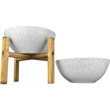 Aesco Beyaz Granit Ikili Set Toprak Saksı 20 cm Çap