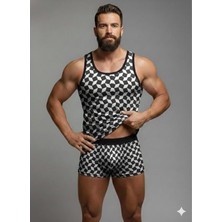Beruflic Erkek Desenli Tank Top Boxer Takım Under Moda