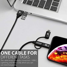 Seraç Promate Şarj Kablosu 6 Sı 1 Aradaçoklu Uçlu Universal Lightning USB Type-C Micro Usb/promate Pentapower.black