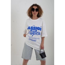 Zelish My Sister Beyaz Passion Baskılı Oversize Tshirt