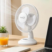 Aesco Mini Masaüstü Vantilatör, 23 cm Fan Çapı, 3 Hız ve Salınım Fonksiyonu ile Sessiz