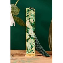 Aesco Kolbi Craft,beyaz Güllü Vazo Van Gogh Püsküllü Altın Renk Metal Kitap Ayracı Hediyelik Sanatsal