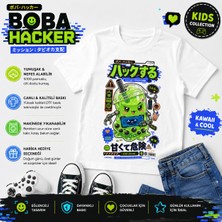 Tişört Kodu Boba Hacker Çocuk Tişörtü – Kawaii Japon Tasarımı