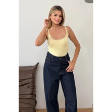 Giysa Kadın Askılı dantel Detaylı Atlet Sarı - 26Y 6924