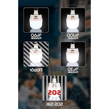 Aesco Şarjlı Solarlı Kamp Lambası 5 Modlu Orta-Yüksek Işık Sos Askılı Işıldak Kamp El Feneri 47724          [enerji Sınıfı A+]
