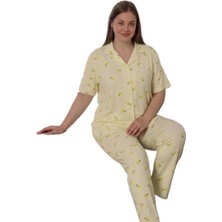 Bipamuk Rosavelle Tasarım Gömlek Yaka Büyük Beden Kadın Kısa Kol Pijama Takımı 3xl–6xl