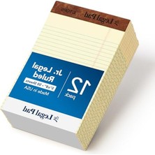 Aesco 12,7 x 20,3 cm Yasal Bloknot, 12'li Paket, Dar Çizgili Sarı Kağıt