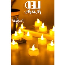 Aesco Tealight Mini Dumansız Pilli Mum, 12 Adet, Dekoratif ve Güvenli Kullanım