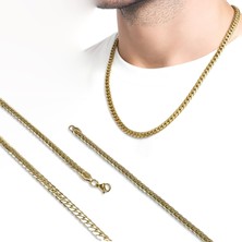 Beycen Aksesuar Yassı Yılan Sırtı Sarı Çelik Kolye 1.2mm x 4mm 3902CEK039